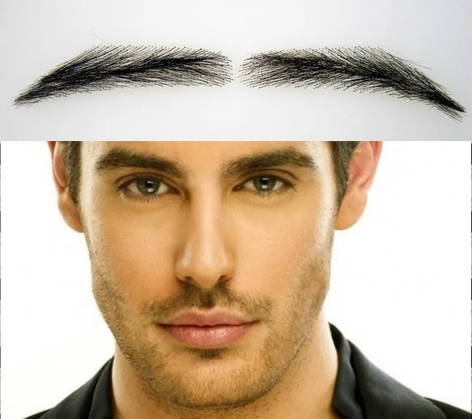 2017 Sobrancelha Eye brow perruque Formes pour Hommes, en gros de Cheveux Humains dentelle