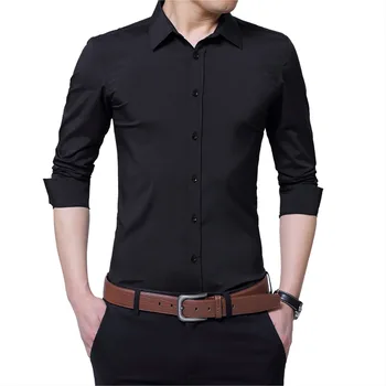 

2018 New Arrival Male Social Shirt Fashion Long Sleeved Shirt Slim Fit Man Business Dress Shirt Brand Clothing Big Size 5XL