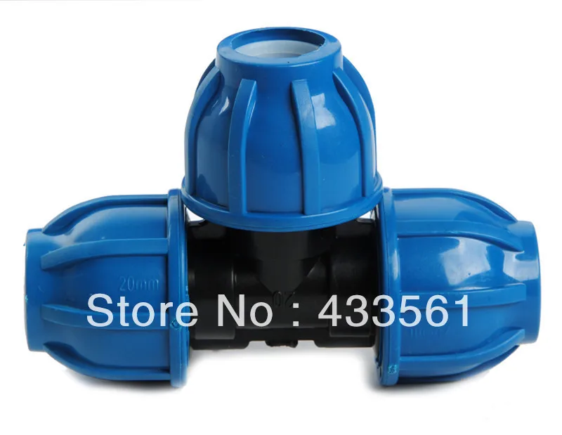 

PP Compression Tee components quick connector fittings Round Cap Size DN20-DN110 for Irrigating water Pipeline Connecting