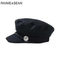 Renie SEAN, женская кепка Baker Boy, черная Дамская военная шапка, шерстяная шапка в британском стиле для художника, весенне-осенняя винтажная Кепка Newsboy s