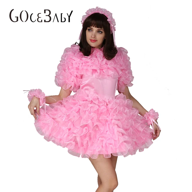 Buy Forced Sissy Lockable Pink Satin Organza Puffy 