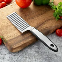Резак для картофеля, фри из нержавеющей стали, кухонные аксессуары, зубчатое лезвие для легкой нарезки бананов, фруктов, картофеля, волнистый нож, измельчитель