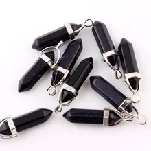 10 шт. фиолетовый зеленый флюорит Шестиугольная точка подвески для ожерелья или серьги Кристалл Камень «reiki» бусины Женские ювелирные аксессуары