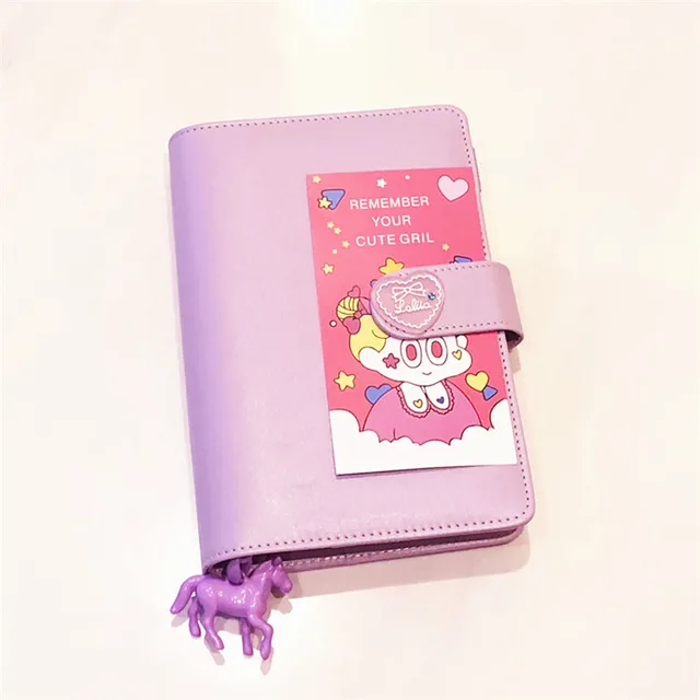 kawaii Cute binder Notebook Planner for girl kids A6 handbook grid