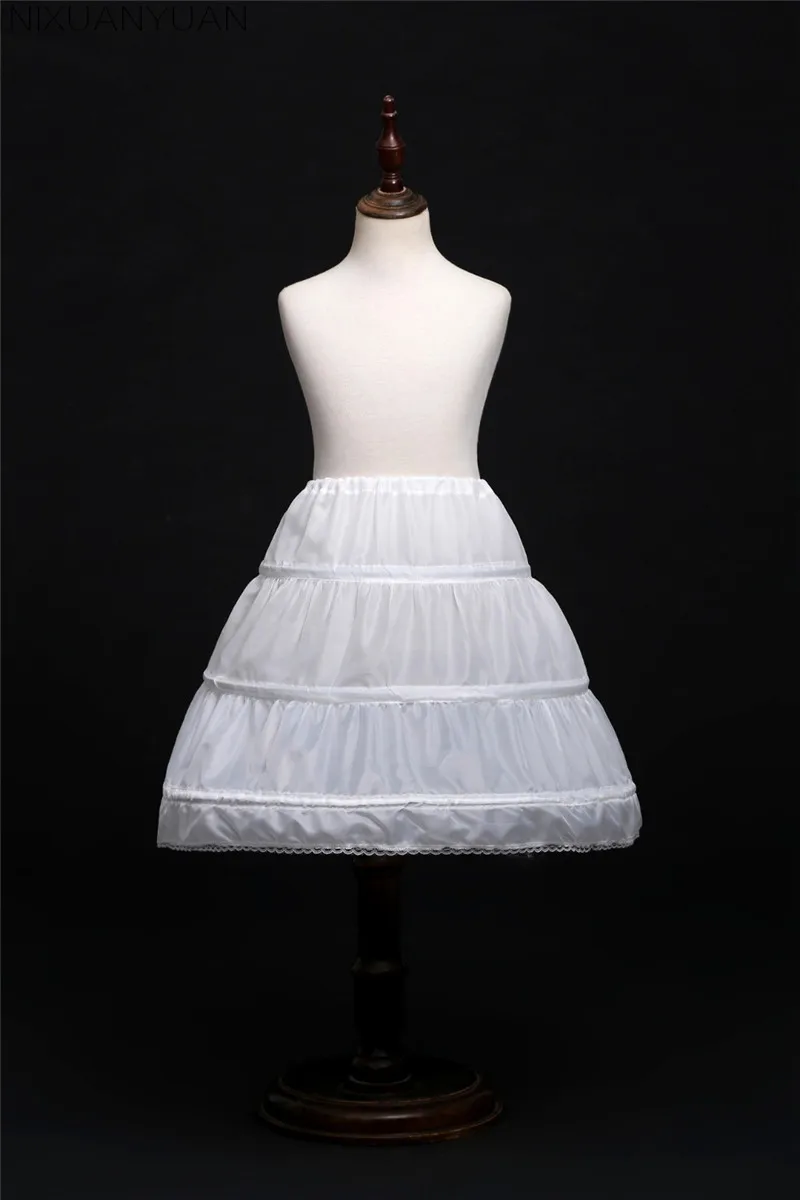 Белая детская нижняя юбка; коллекция года; трапециевидная 3 кольца; детская кринолиновая Свадебная Нижняя юбка; свадебные аксессуары для Платья с цветочным узором для девочек