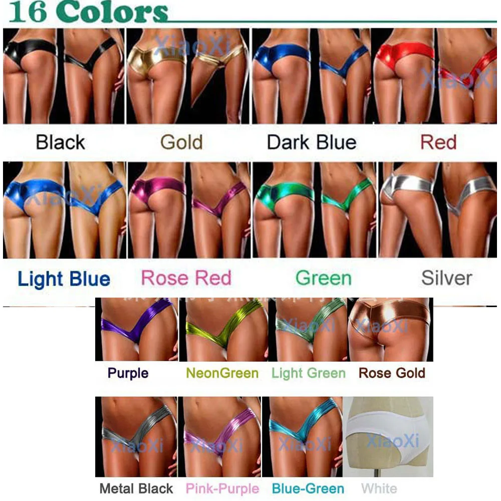 

Candy Color Patent Leather Low Waist Briefs Women Sexy Gstring Ladies Thong Underpants PU Panties Shiny Lingerie Short Underwear