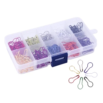 

300Pcs/box Mixed Color Gourd Shape Safety Pins Metal Clips Knitting Cross Stitch Marker Tag Pins Clips for DIY Craft