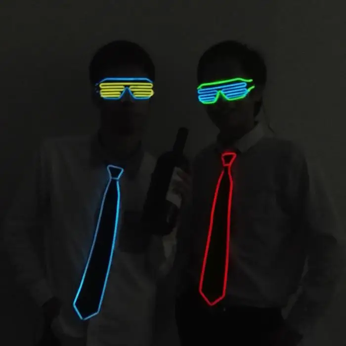 Модные мужские светодиодный светящийся галстук светящийся неоновый EL провод шеи галстук полоса Маскарад вечерние украшения для косплея FS99