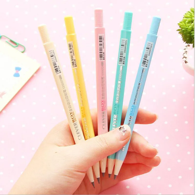 

1pc Colorful Candy Color Automatic Pencil 0.7mm Lead Student Stationery Pencil Triangle Rod Automatic Core Pencil (Random Color)