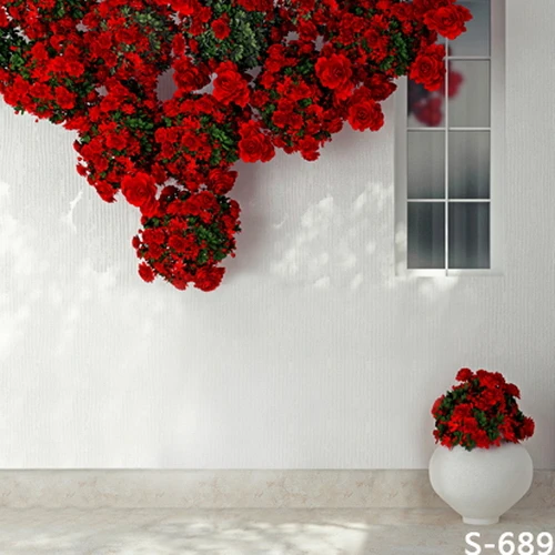 10x10FT Dark Red Rose Flowers Branch Wall White House ...