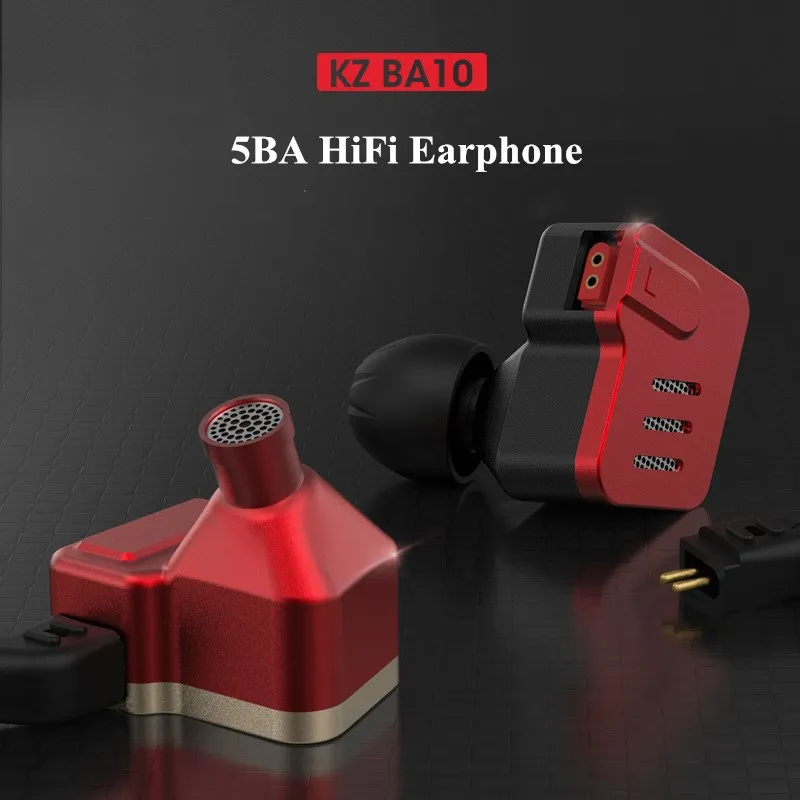 

KZ BA10 Balanced Armature Head Phone 5BA Drive Unit Hi fi Earphone In Ear Detachable 2Pin 0.75mm Headset DJ Monitor Earbuds
