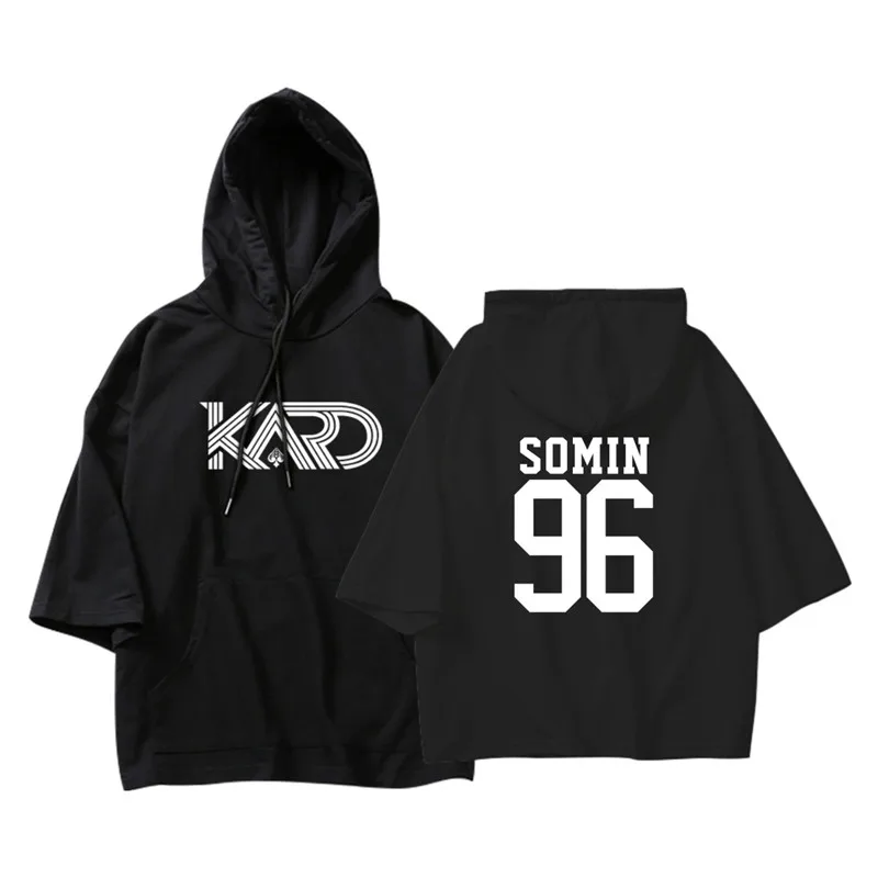 

KPOP Korean K.A.R.D KARD BM J.Seph JIWOO SOMIN Cotton Thin Three Quarter Hoodies Pullovers Hoode Sweatshirts PT608