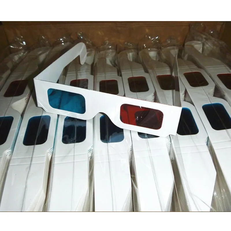 100 Pairs Universal Paper 3D Glasses Red Cyan Anaglyph Glasses for Movies image 4