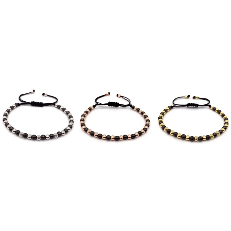 

2018 New Style Arrival Diy Design Mix 4MM Copper Beads Men/Women Braided Macrame Bracelets & Bangles Jewelry For Gifts