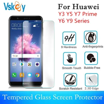 

VSKEY 10pcs 2.5D Tempered Glass For Huawei Y9 Y3 Y5 Y6 Y7 Prime 2018 2019 Series Screen Protector 2017 Protective Film