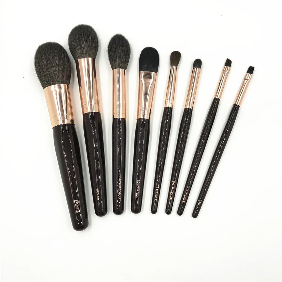 

CT Brand 8Pcs Makeup Brushes Set High end Goat Squirrel Hair Soft Bronzer Powder Blush Brush Eye Blender Smudger Eyeliner Brush
