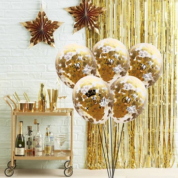 

10PCS 12inch 30/40/50/60th Inflatable Confetti Air Balloons Happy Birthday Anniversary Events Birthday Party Decoration Supplies