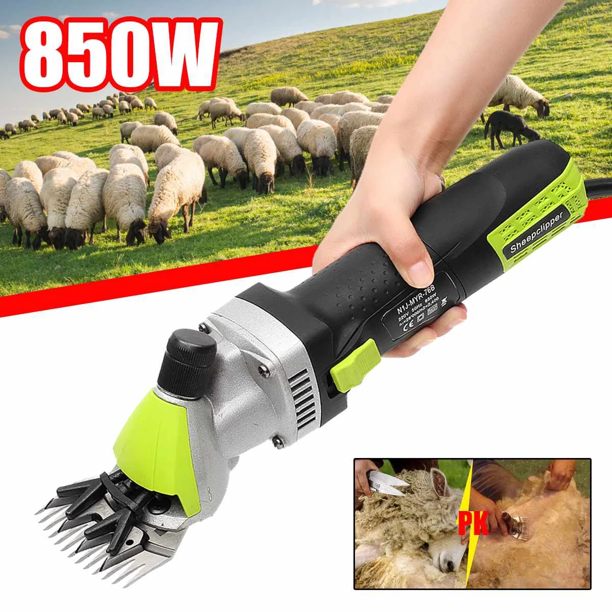 

Electric Shearing Wool Machine 220V 850W Sheep Goats Clipper Animal Electric Trimmer Tool Farm Home Dog Cat Shearing Supplies