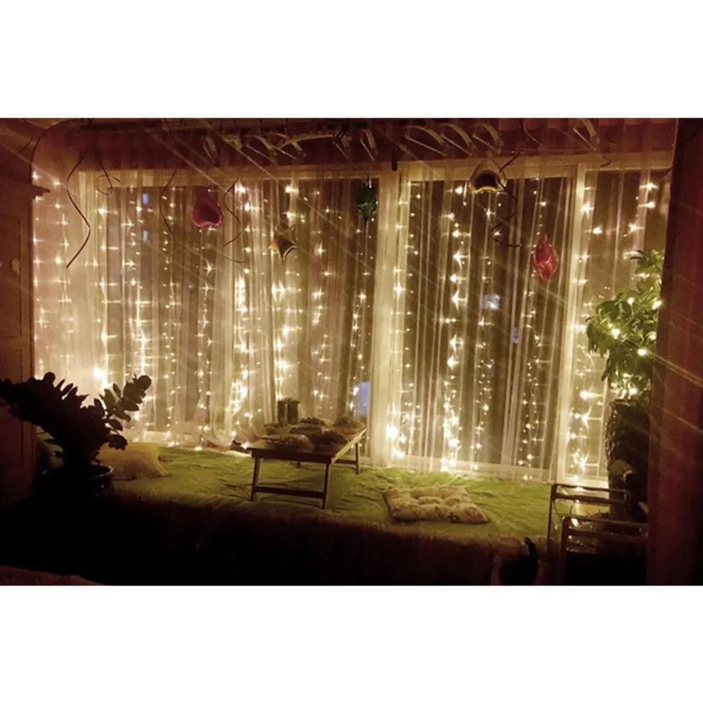 

Christmas Garland Led Curtain Icicle String Light 3x3m 300leds Indoor Drop Led Party Garden Stage Outdoor Decorative Light
