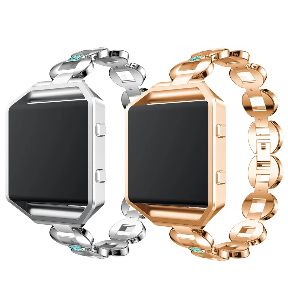 

2018 New Fashion Replacement Luxury Stainless Steel Chain Bands Watch Band Replacement Strap with Metal Frame for Fitbit Blaze