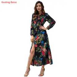 Keating Berus/Женская коллекция 2019 года, весеннее новое платье средней длины с длинными рукавами и принтом в стиле бохо
