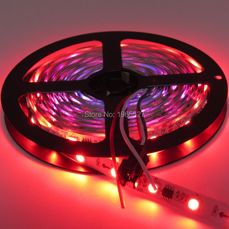 5 м 48 Светодиодный s/M WS2811 Светодиодная лента, 5050 SMD RGB светодиодный 16 пикс./м с 16 шт WS2811 IC, вход DC12V, белая печатная плата, не водонепроницаемый IP20