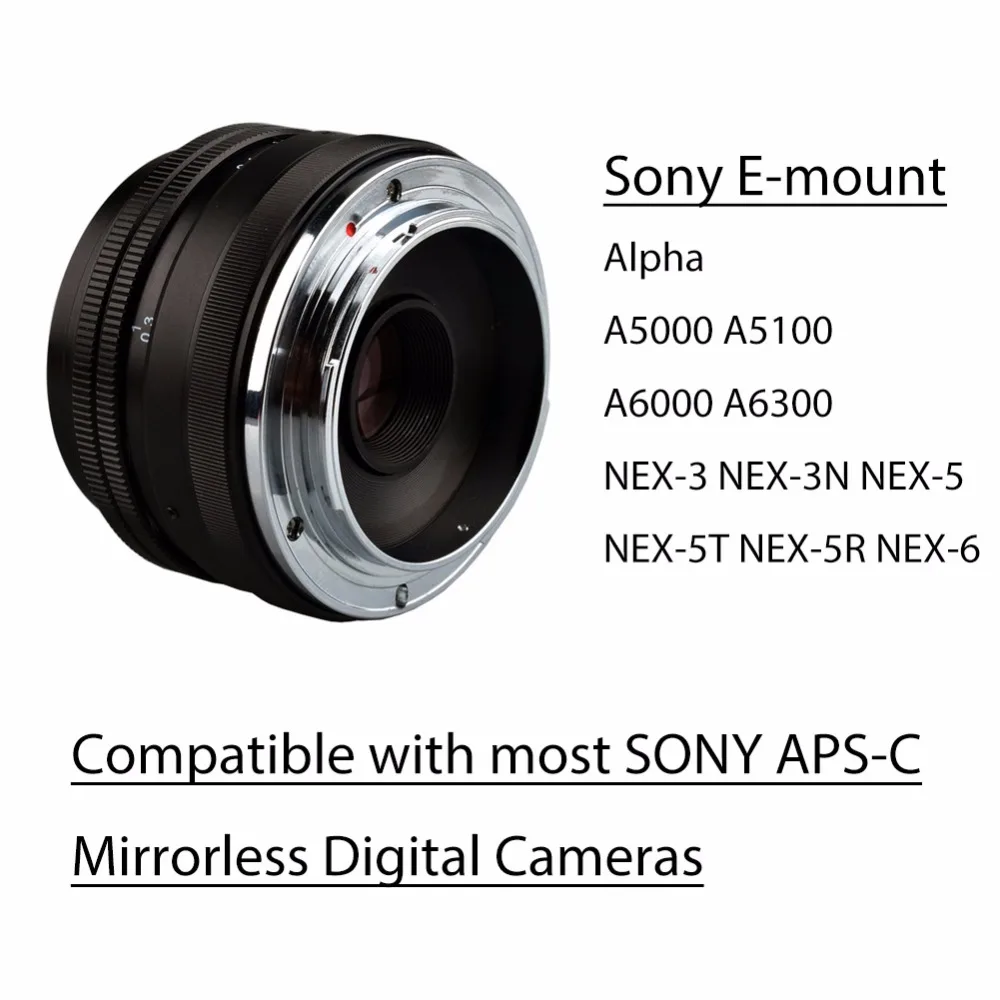 Lightdow 35 мм F1.7 с ручными настройками для видеосъемки Для sony E Mount NEX 3 3N C3 5 5N 5R 5, 6 комплектов/партия, 7 A6500 A6300 A6000 A5100 A5000 A3000 A3500