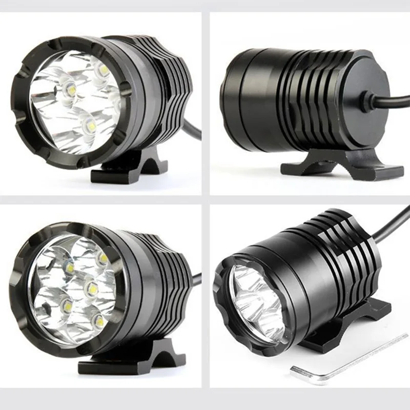 FADUIES Pair 60W Motorcycle Bicycle LED Fog lights Auxiliary driving Lamp Motorbike High Brightness 6000K White +Switch (2)