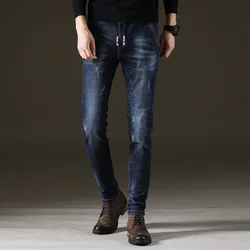 Autumn new men's jeans Korean version of the Slim fashion wild student trousers 2019 tide brand casual men's pants tide Autumn new men's jeans Korean version of the Slim fashion wild student trousers 2019 tide brand casual men's pants tide