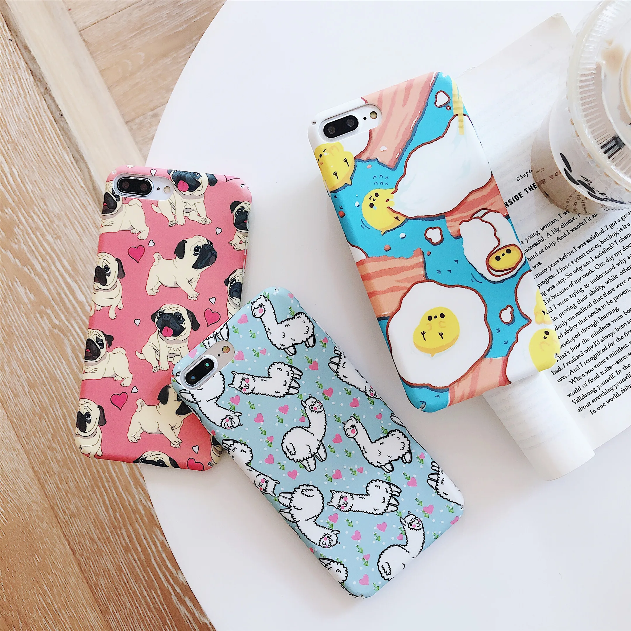 

Fashion Luminous Case For iPhone XS Max XR XS X Emboss Retro Cartoon cute dog alpaca Hard Case For iPhone 7 8 Plus 6 6S Plus