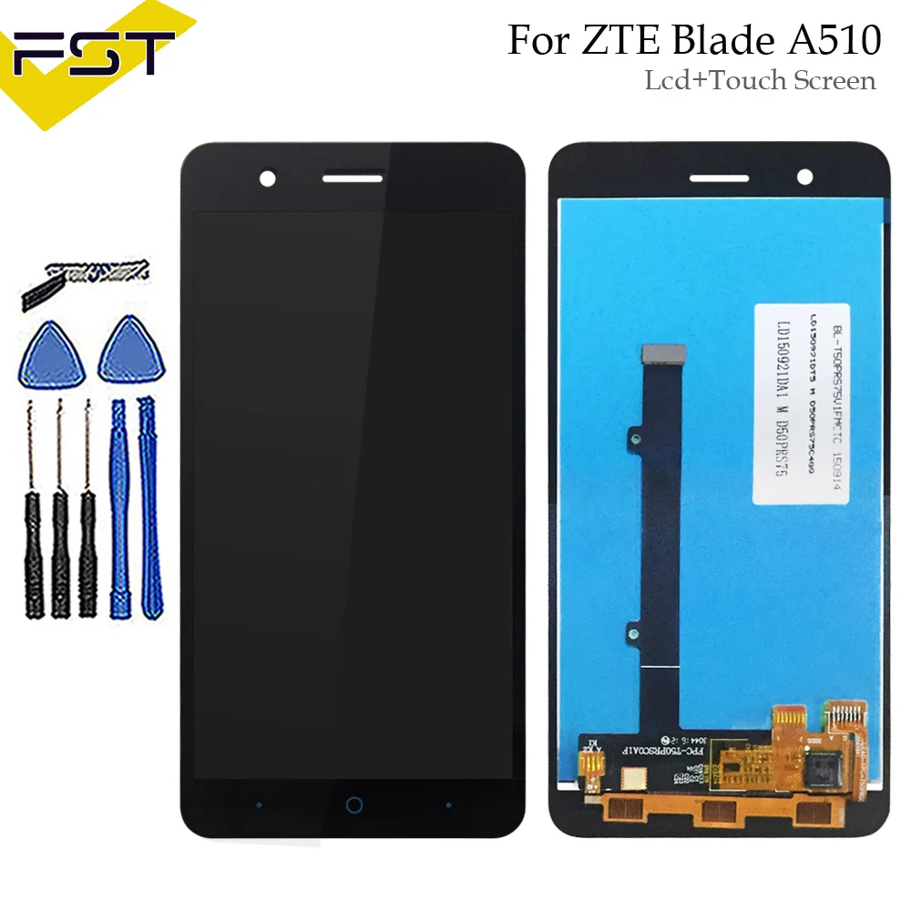 

Black 5.0''LCD Display With Touch Screen For ZTE Blade A510 LCD Digitizer Assembly Replacement Parts