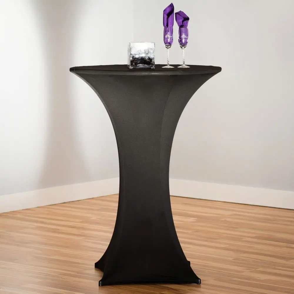 

White/Black/Ivory Stretch Cocktail Lycra Dry Bar Spandex Table Cover Tablecloth Wedding Event Party Decor 70cm