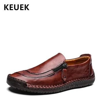 

Spring Autumn Men shoes Large size Handmade Casual shoes Genuine leather Loafers Soft Comfortable Male Flats Driving shoes 033