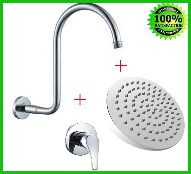 

8 Inch Round Stainless Steel Shower Head With Shower Control Valve With Copper Chrome Shower Arm
