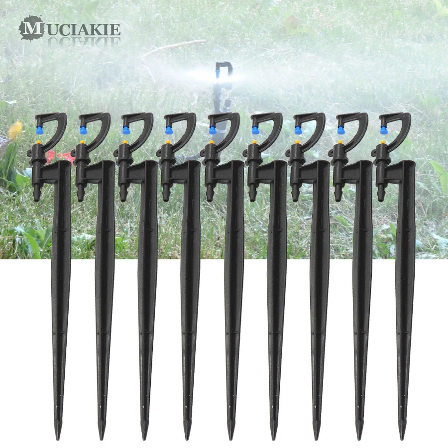 

MUCIAKIE 50PCS 24CM Micro Drip Irrigation Spray Rotary Mist Sprinklers 360 Degrees on Stake Garden Watering Equipment