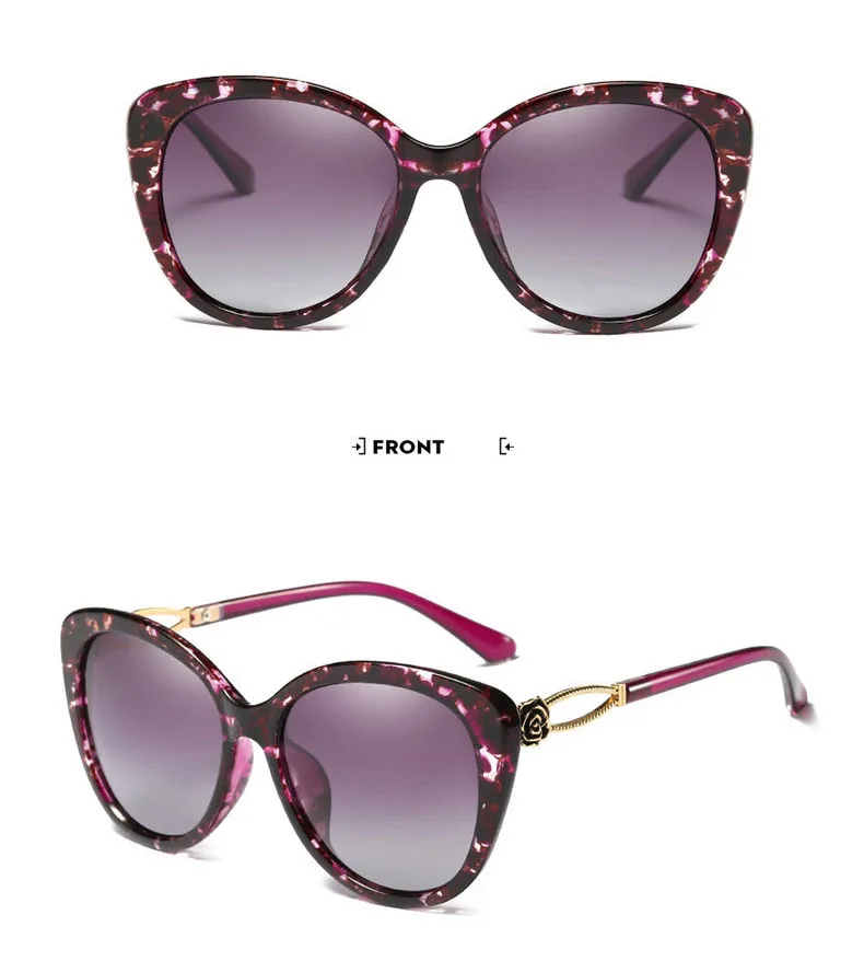 Женские роскошные брендовые Модные поляризованные солнцезащитные очки, дизайнерские Винтажные Солнцезащитные очки, женские солнцезащитные очки с цветком, большие оттенки, UV400 - Цвет линз: Floral Purple