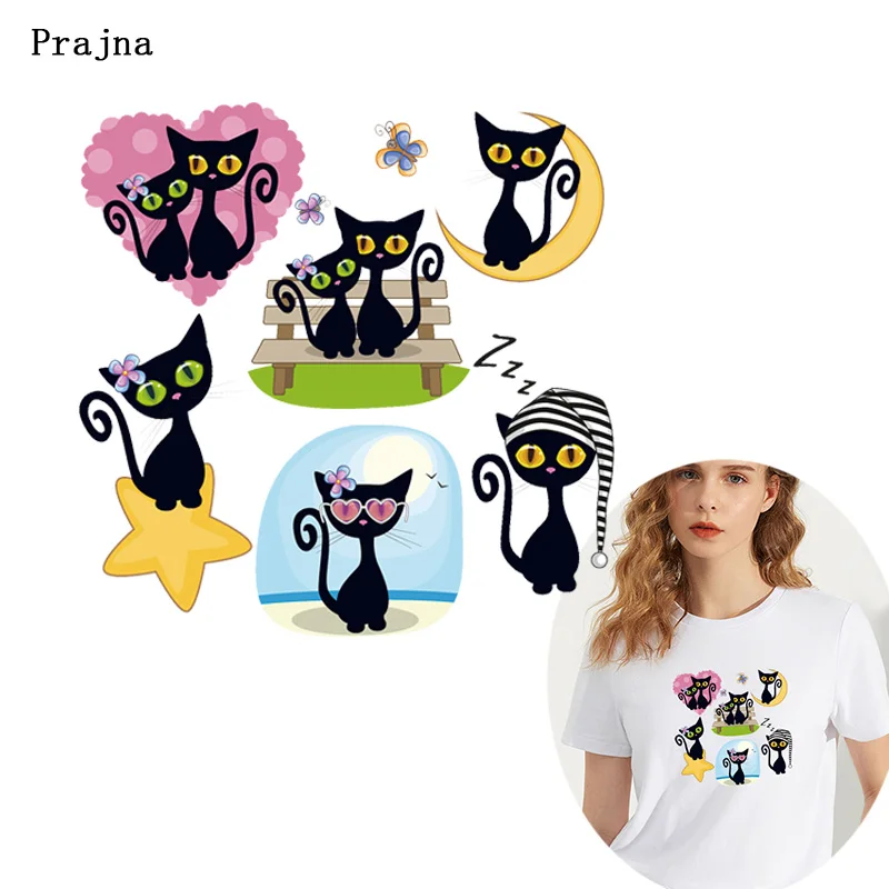 Prajna черная кошка теплопередача для Одежда из железа на печатном термопереводе