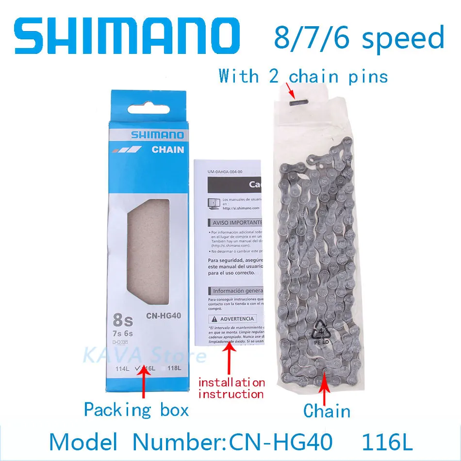 SHIMANO الدراجة الجبلية MTB الطريق الدراجة HG40 6/7/8 سرعة 116 ربط قضيب سلسلة دراجات دائم دراجة أجزاء قطع الغيار