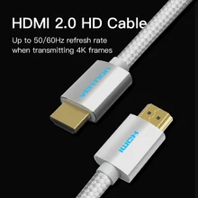 Vention HDMI 2.0 Cable 1m 1.5m 2m 3m 5m 10m 15m 4K 3D Cotton Braided Cable HDMI 2160P With Ethernet For Projector LCD Apple TV