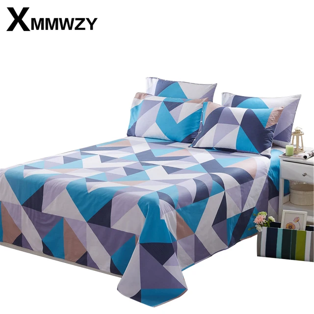Low Price Bed Sheet Soft 100 Cotton Flat Printed Single Low Price Bed Sheet Soft 100 Cotton Flat Printed Single Double For Bedclothes Lattice Stripe Sheets Eco Friendly