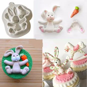 

Luyou 3D RABBIT Easter Bunny Silicone Mould Fondant Cake Molds Cupcake Tools Confeitaria Kitchen Accessories FM1154