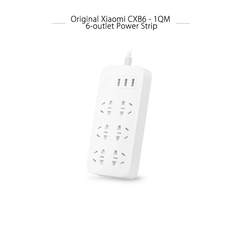 Оригинальный Xiaomi мощность полосы 6 розетки и 3 порты USB защиты от перегрузки 2A 1 8 м