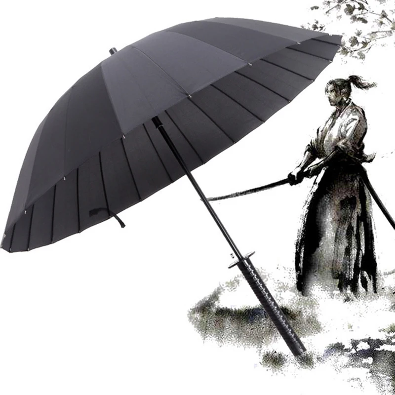 Творческий автоматический длинной ручкой меч зонтик японский самурайский Зонт прямой стержень аниме солнечные зонтики
