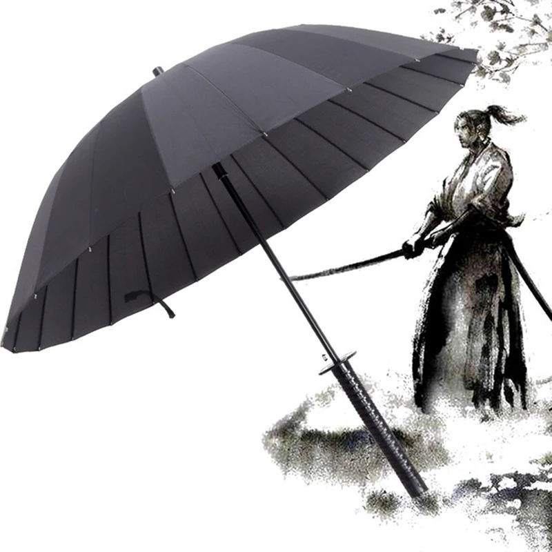 Creative Automatic Long Handle Sword Umbrella Japanese Samurai Straight Rod Anime Sunny umbrellas | Дом и сад