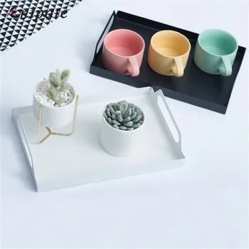 

Enipate Retro Nordic Metal Office Table Storage Plate Black White Kithchen Hotel Bathroom Desk Storage Tray Cupcake Organizer