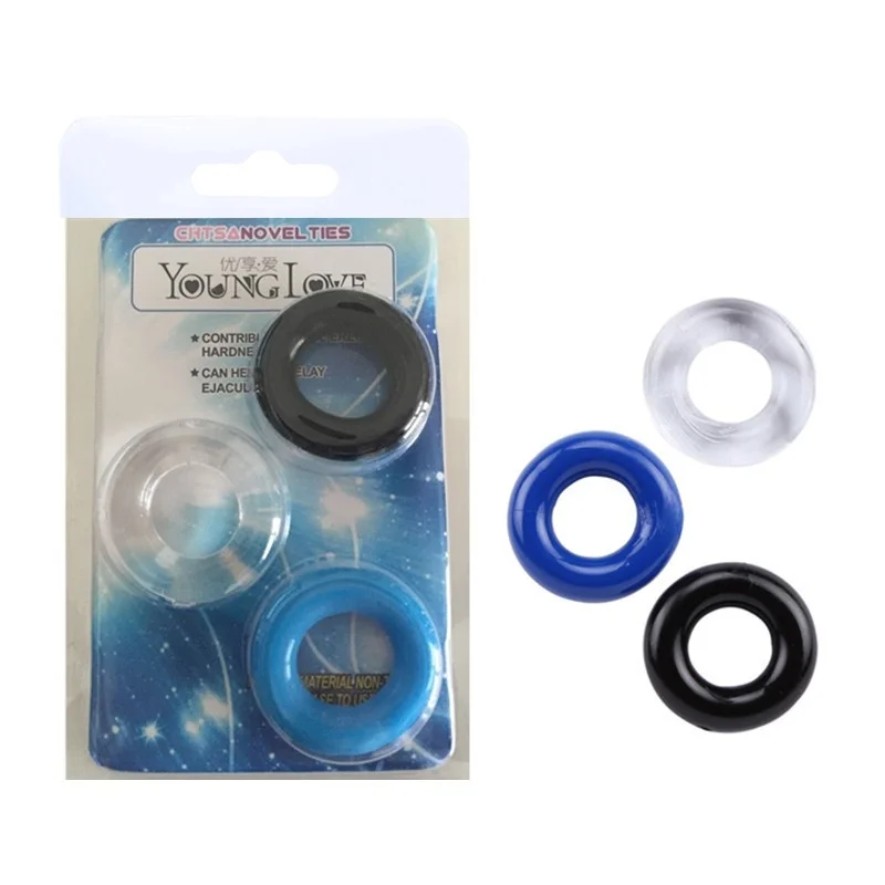 3pcs set Silicone Cock Rings Delay Ejaculation Stretch Cockring Control Extender Flexible Glue Penis Ring For