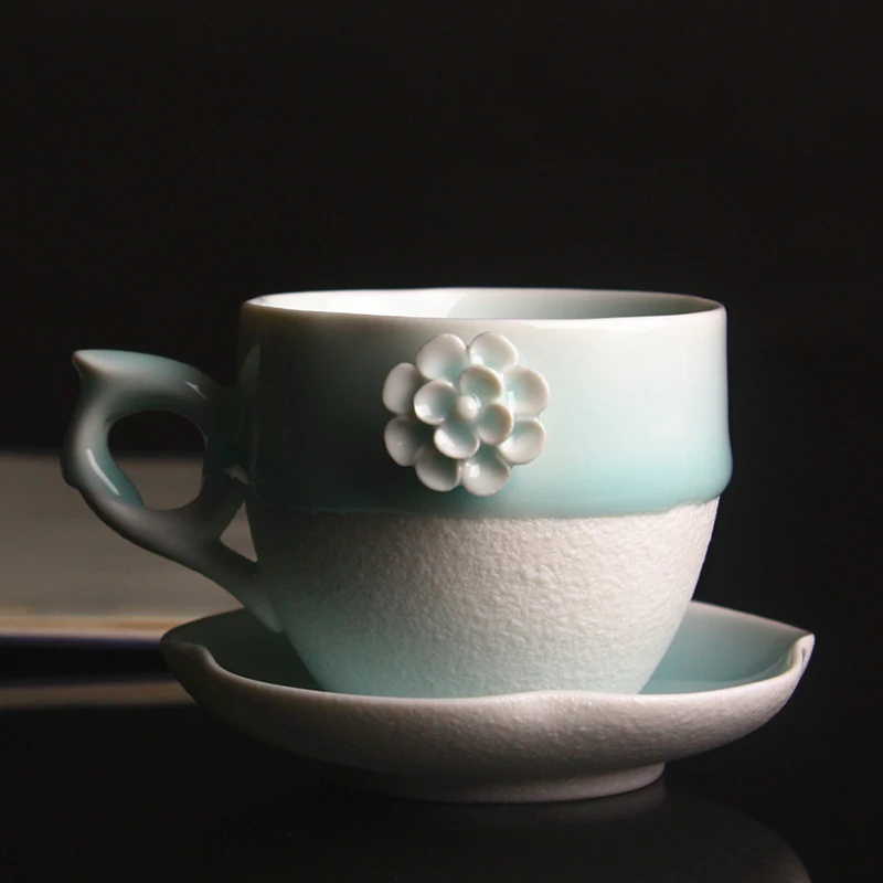 Download Ceramics Carving Flower Mug Elegant Coating Tea Cup ...