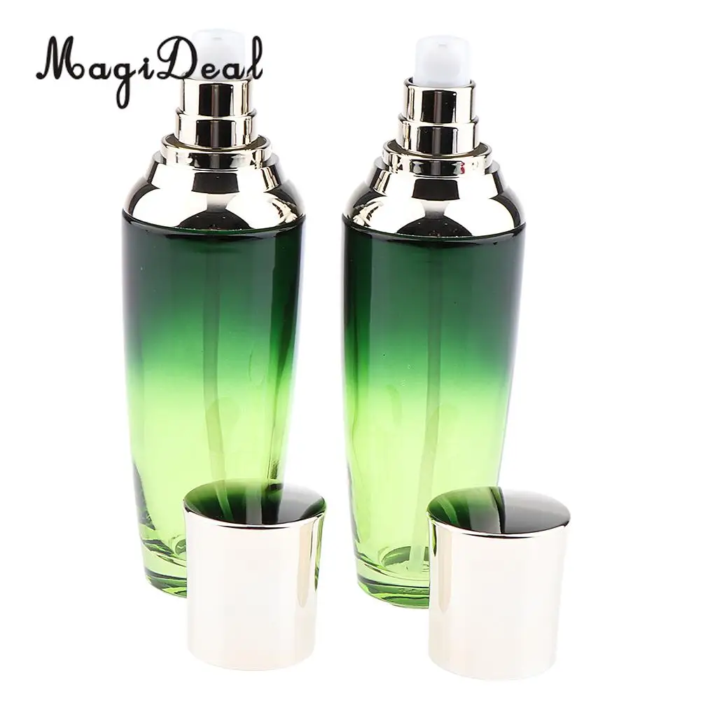 Kesoto 2x Empty Glass Makeup Container Face Cream Jars Pump Bottle Case for Travel