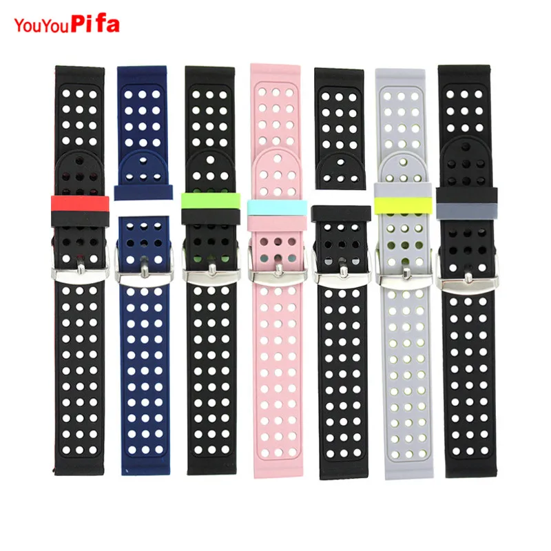 

Silicone Rubber Watch Strap 18 20 22 24 mm Width 22cm Length Colorful Sports Waterproof Sweatproof Men Women Watchband