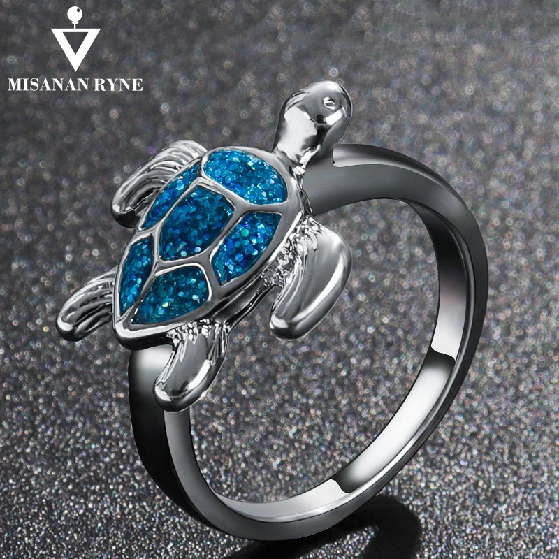 

MISANANRYNE Romantic rings Turtle shape silver Color for Women Girls Christmas Party Jewelry Gifts Accessories